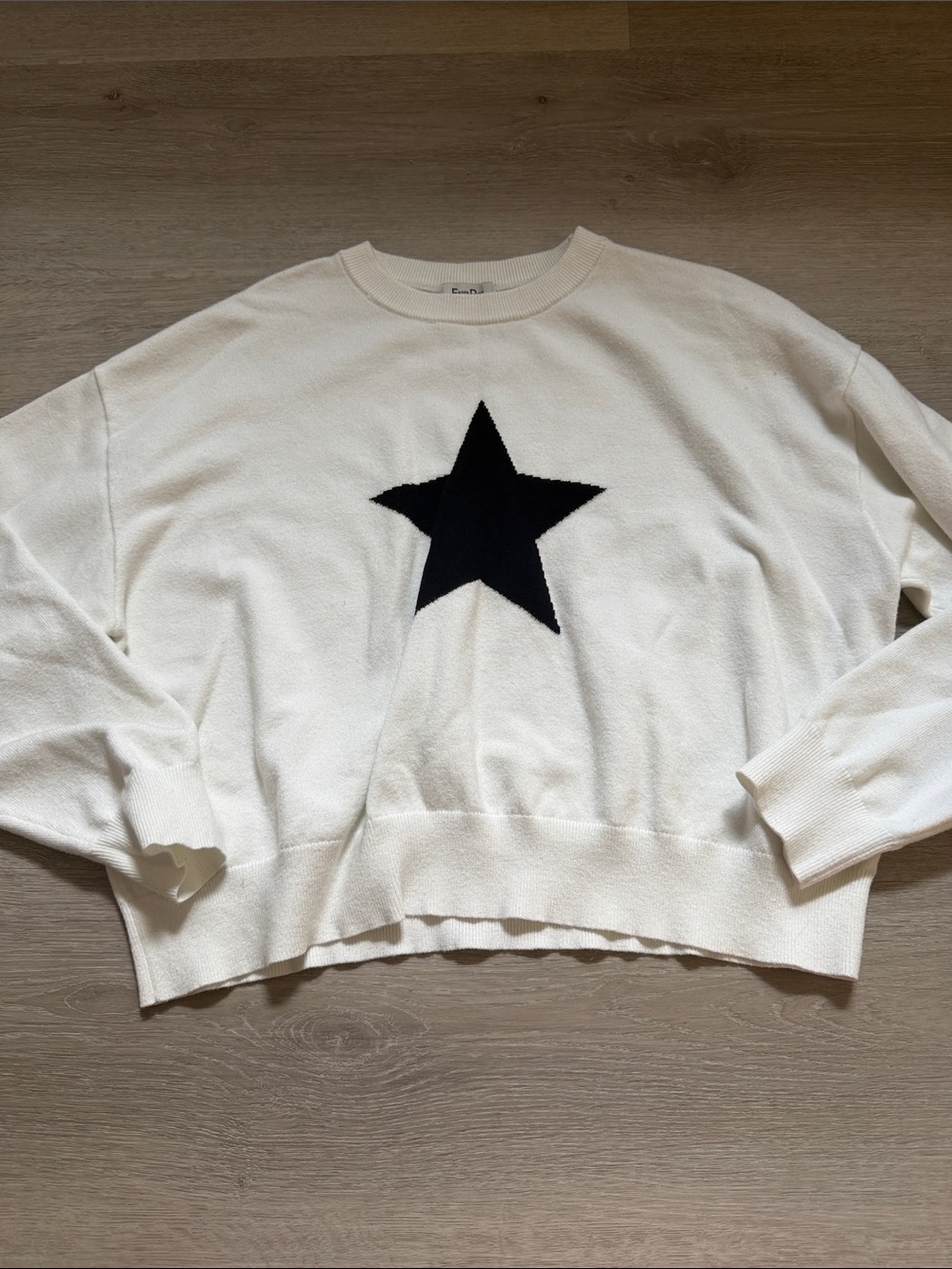 White Star-Accent Crewneck Sweater